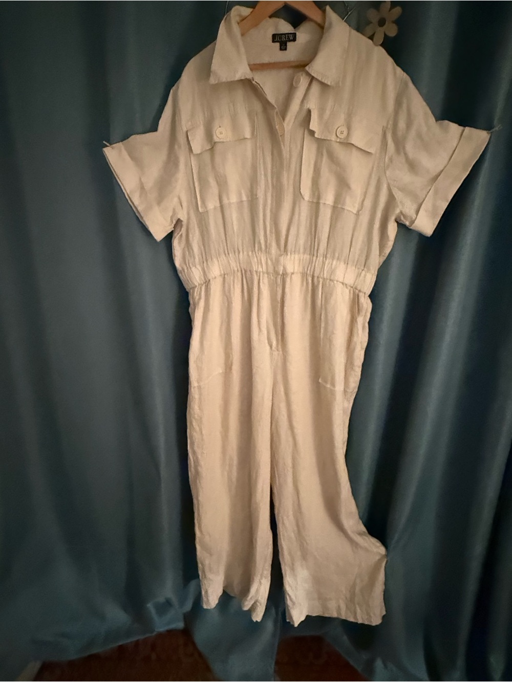 J. Crew luxurious light cream  linen jumpsuit